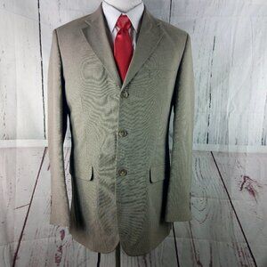 J Ferrar 40L 3 Button Light Brown Birdseye Suit Blazer